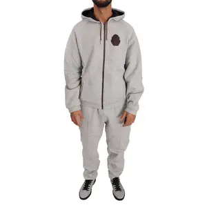 Billionaire Italian Couture Gray Cotton Sweater Pants Tracksuit