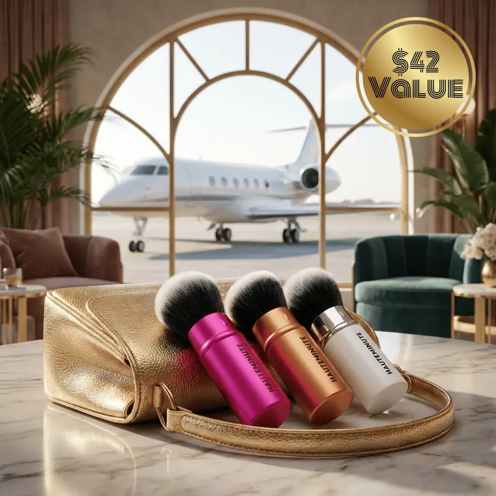 All the Fluff | Travel Size Retractable Blush, Foundation, Powder Brush – Vegan Cruelty-Free