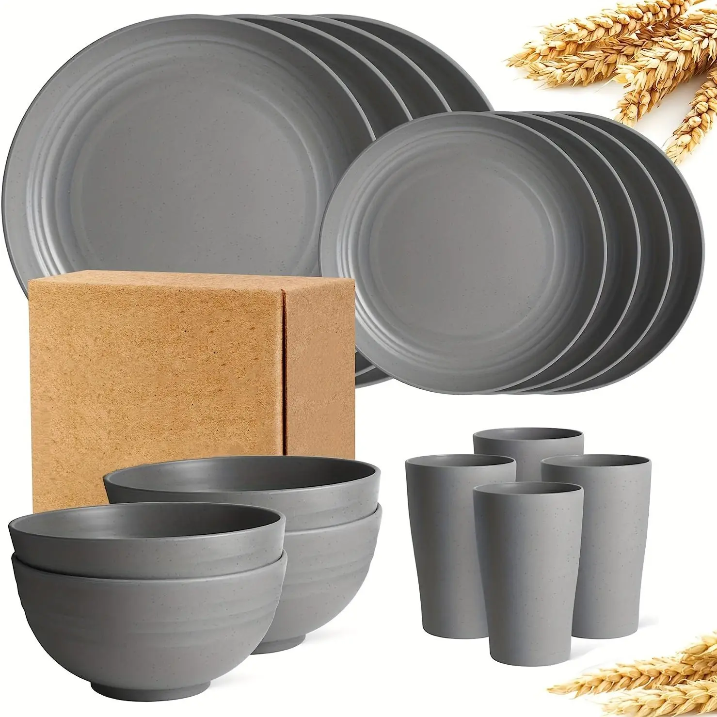 Dinnerware Set, Dinnerware Service Set, Dishware Sets, Dishes Set, 16pcs/set Including Bowl & Plate & Cup & Box, Unbreakable Microwave Dishwasher Safe Tableware Set for Home, Rv, Camping, Dinner Sets