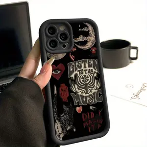 Gothic Love Trend Black Cat Eyes Personality Hot Selling Creative Pattern Case for IPhone 17 Pro Max 16 Plus 15 14 13 12 11 Air E Shockproof Non Slip Military-Grade Protection Silicone Cover