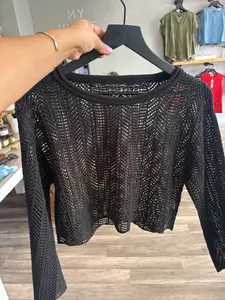 Long knit cropped top