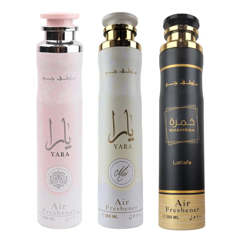 (3pc Bundle Pack) Yara + Yara Moi + Khamrah Air Freshener Spray by Lattafa, 300ml