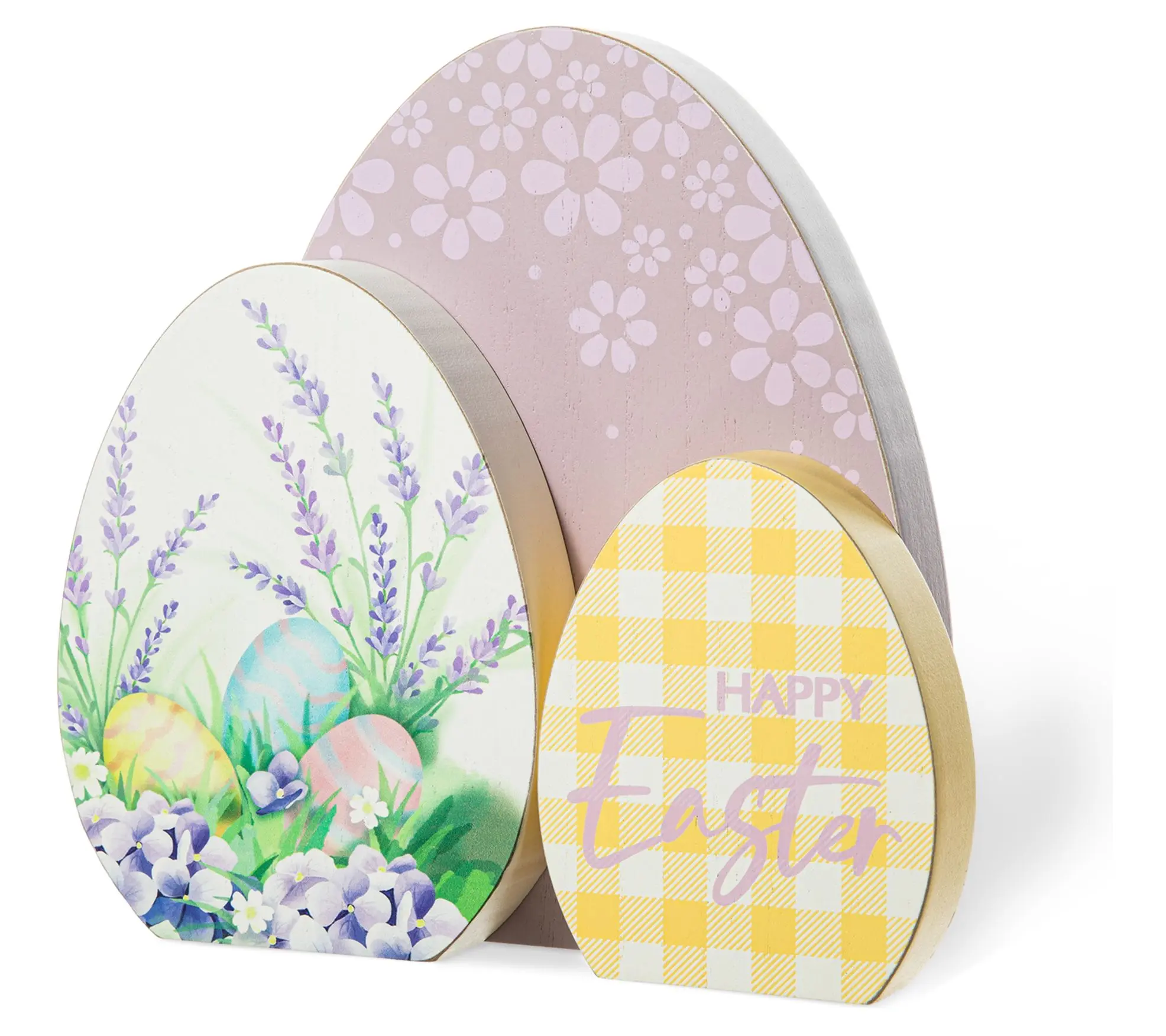 Glitzhome 7.75" Wooden Spring and Easter Eggs Table Decor