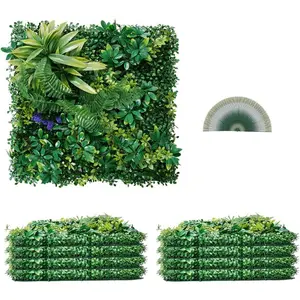 VEVOR Artificial Plant Wall, 40x 120 in Artificial Boxwood Panels, Sun Protection Greenery Backdrop Privacy Hedge Fence, Fake Grass Screen for Wedding, Indoor, Outdoor Garden, Backyard, Mixed LeafVEVOR Super Brand Day