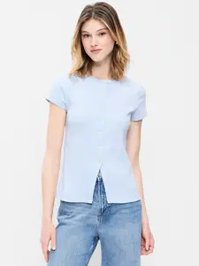 Old Navy Women's Short-Sleeve Ribbed Button-Down Top