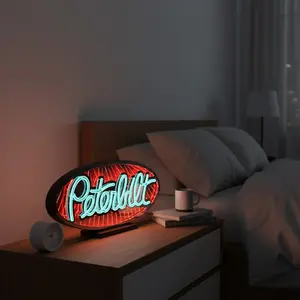 Peterbilt Infinity Mirror Neon Sign, USB Powered Dimmable LED Neon Light Sign, Decorative Neon Sign for Farm Bedroom Man Cave Bar