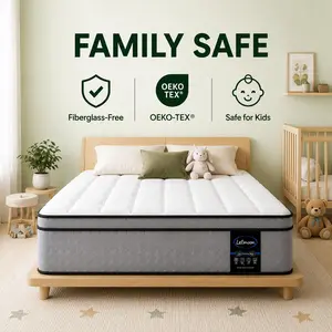 LETMOON 12 inch California King Size Medium Firm Hybrid Mattress in a Box, Memory Foam with Independent Pocket Coils, Strong Edge Support, Pressure Relief Gel-Infused Cooling Breathable Knitted Cover Mattress, Easy Setup Set