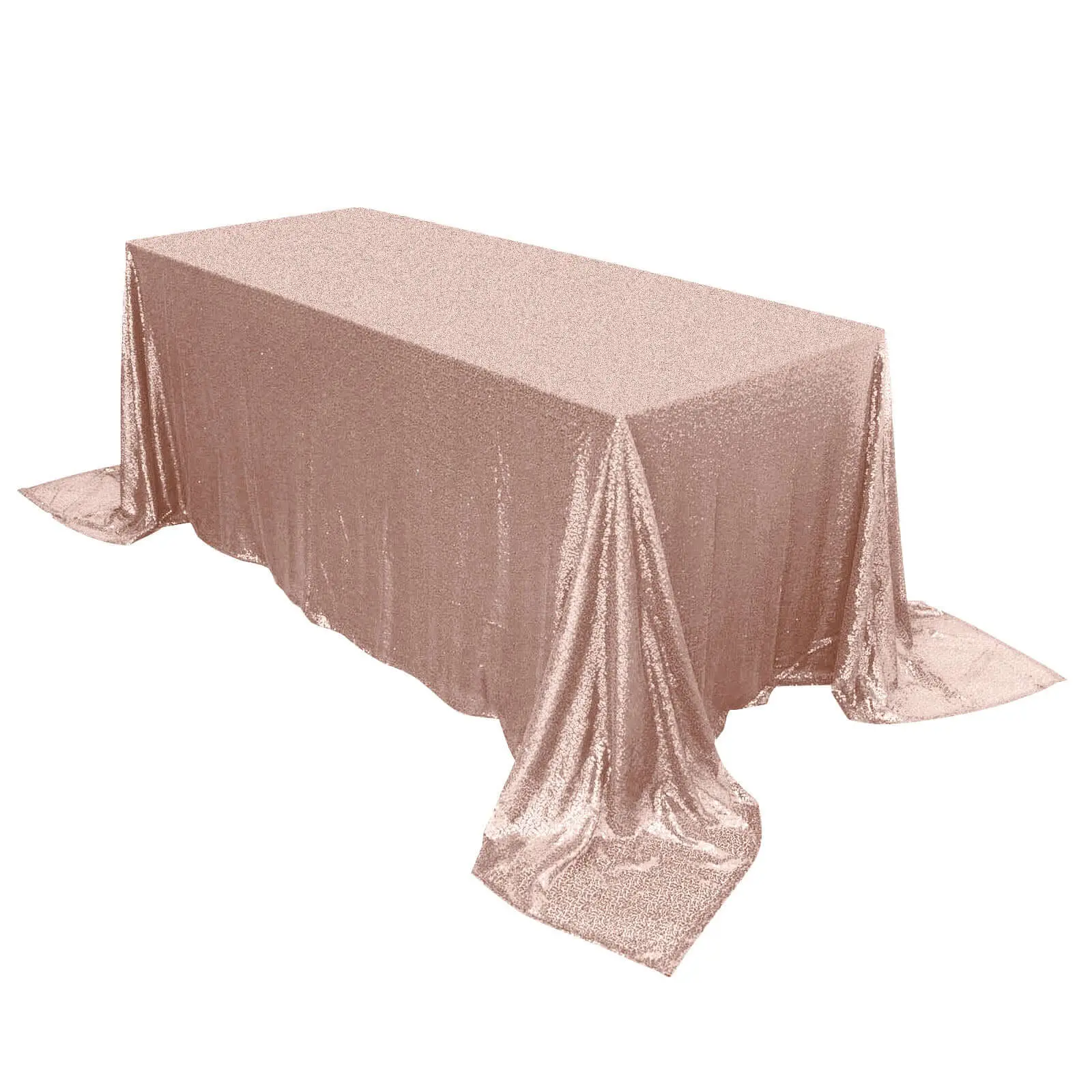 Rose Gold Sequin Rectangle Tablecloth - 90-in x 132-in Seamless Sparkly Table Cover for Party Accessories, Jewelry Shows Display, Jewellery Shows Display