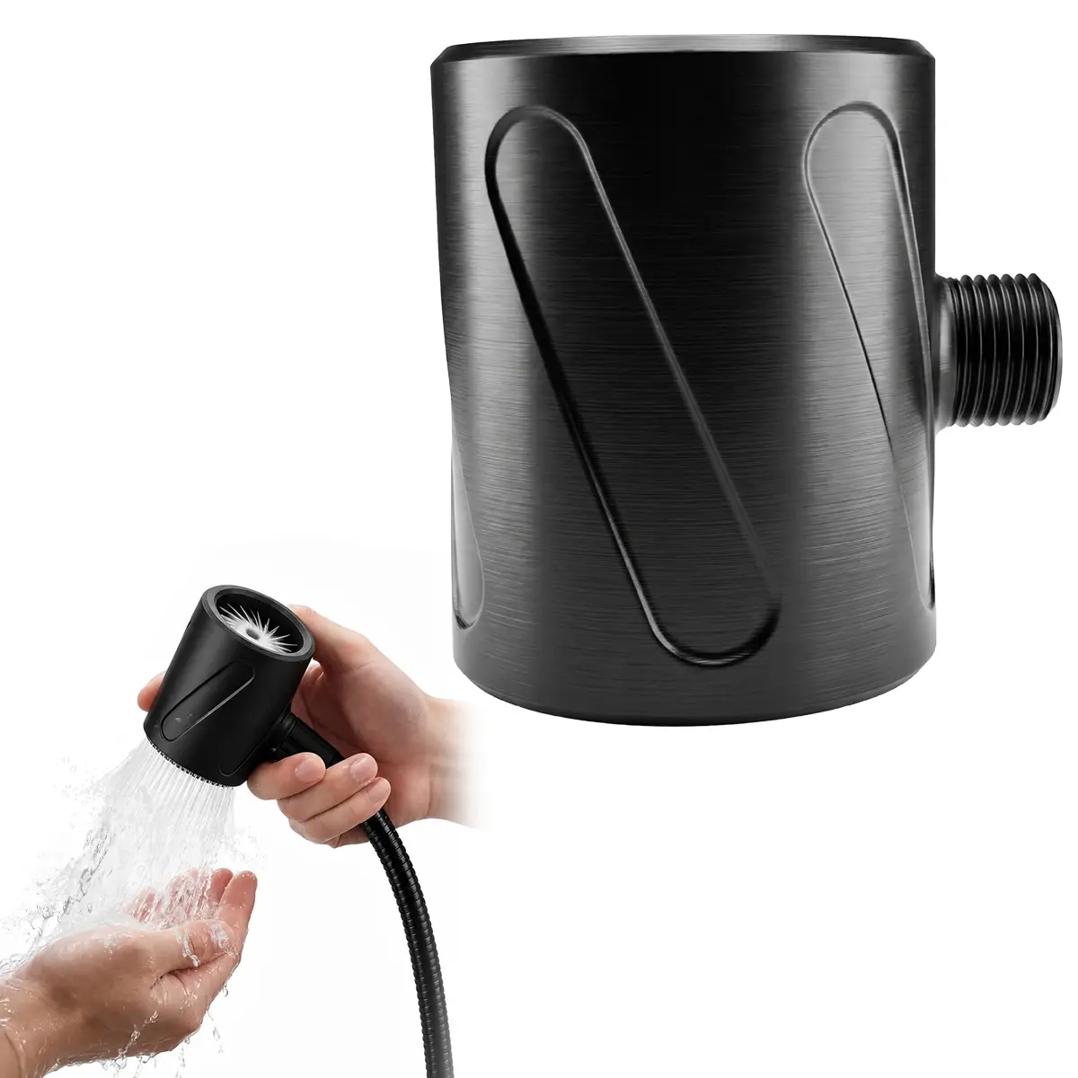 Bathroom Shower Head - Spiral Turbo High Flow, Pressure Boosted Powerful High Pressure Wall Mount Showerhead Set, Buy 1 Get 1 Free Shower Hose, Multifunctional for Home Use, Pressure Boosted Shower