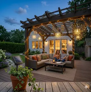 Solar Lights Outdoor Waterproof Hanging Garden Lights for Patio Backyard Yard Decor, Solar Powered Firefly String Lights with Warm White Glow, Auto On/Off Outdoor Ambience Lighting for Fence Porch Lawn Pathway Balcony Party Decoration solr