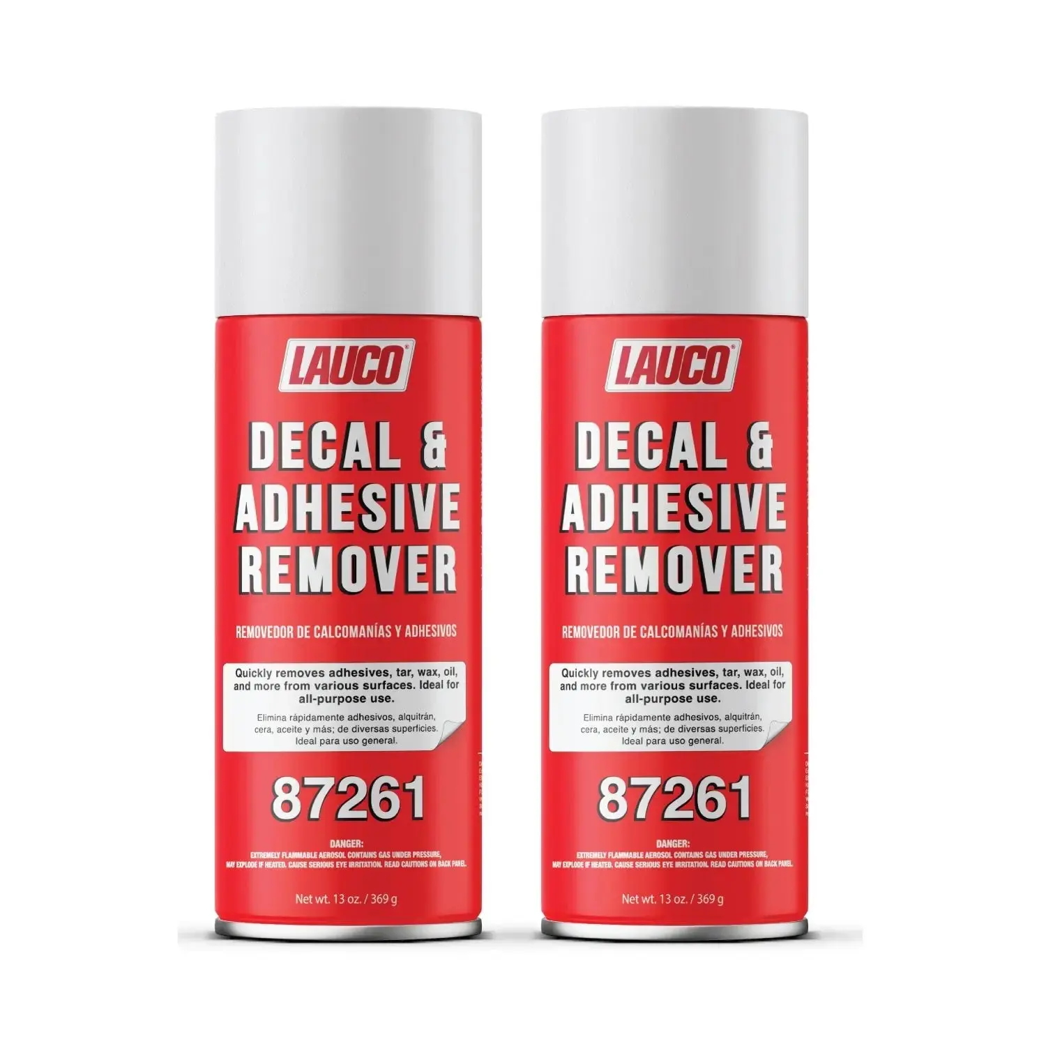 LAUCO Decal & Adhesive Remover - 13 oz Aerosol (2-Pack) Car Detailing Accessories, Automotive Degreaser Cleaner, Removes Stickers, Tar, Wax, Oil, Bugs, Sap, Safe on Cured Paint, Vinyl, Fabrics, Quick-Effective, Even Coverage, 3-Year Shelf Life [87261]