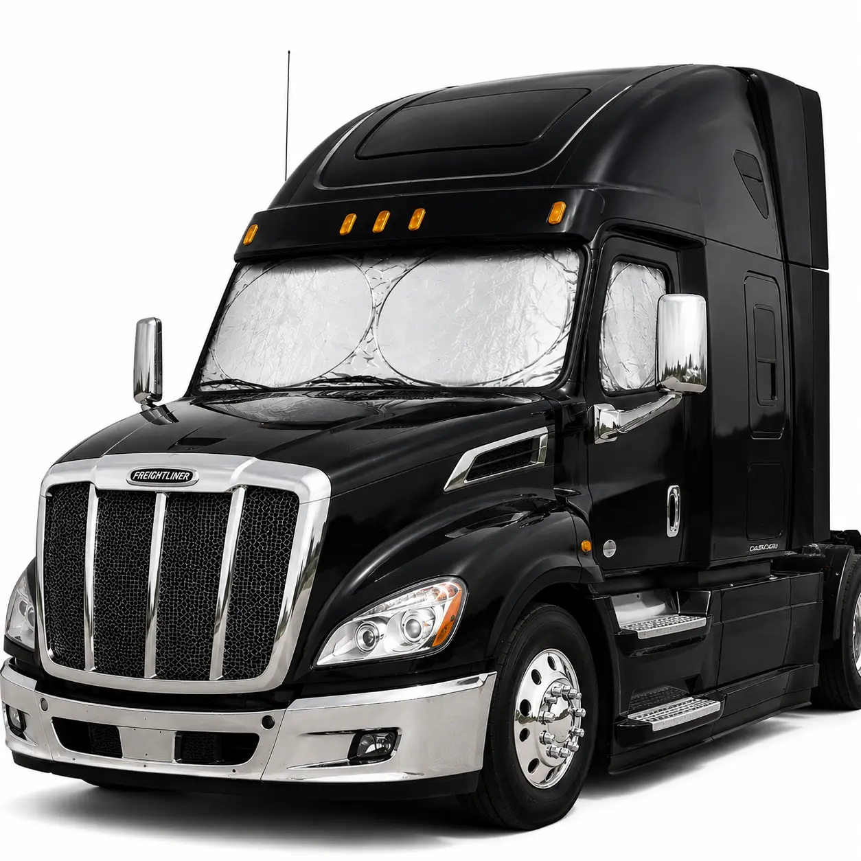 Windshield Sun Shade for Semi Truck Size, Front Window Reflective Sunshade for Large Vehicles, 240T Polyester Silver Coated Heat and UV Block Protection