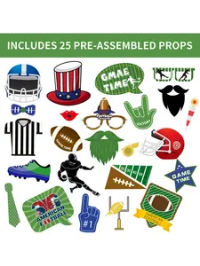 Super Bowl Party Dance Decoration Set, 25pcs Photo Props, Super Bowl Football Handheld Props, Perfect for Parties and Events