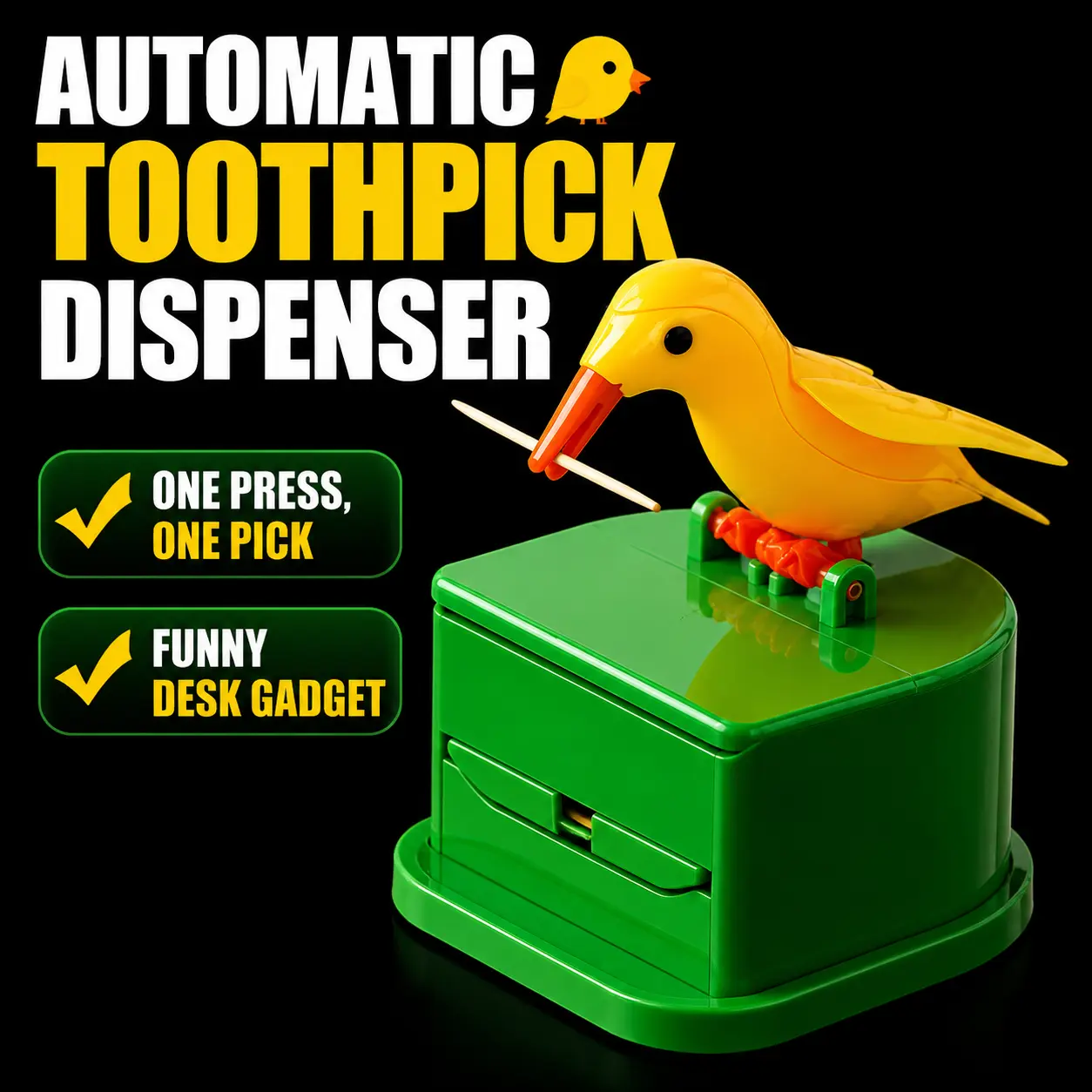 Cute Bird Toothpick Dispenser|One Press Hygienic Toothpick Holder for Kitchen & Desk Cute Bird Toothpick Dispenser|One Press Hygienic Toothpick Holder for Kitchen & Desk