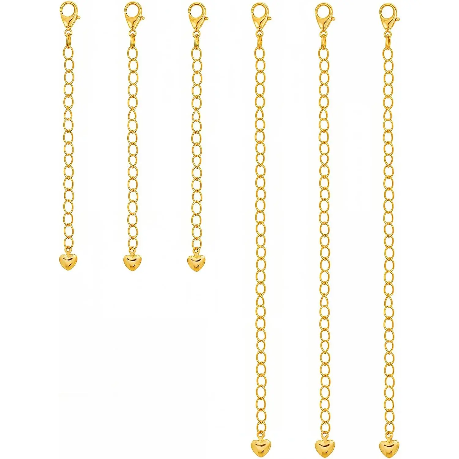 6 count  Necklace Extenders for Women Non Tarnish  Bracelet Chain Extenders Set, Extensions 2 Inch, 4 Inch Bracelet Anklet Extender
