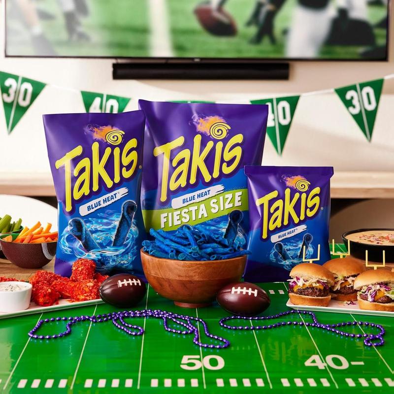Takis Blue Heat 17 oz Fiesta Size Bag, Hot Chili Pepper Flavored Extreme Spicy Rolled Tortilla Chips