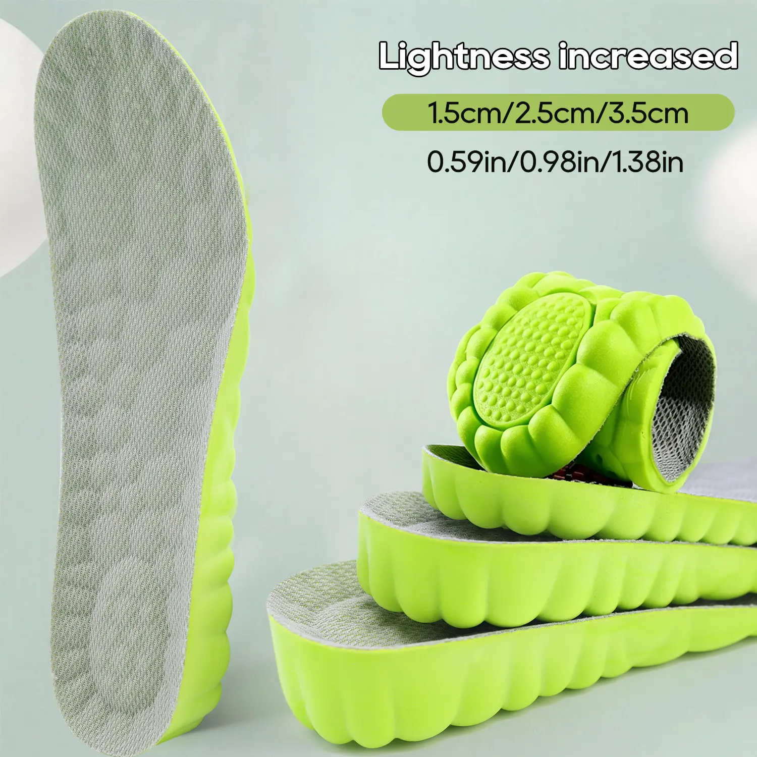 4D Cloud Shoe Height Increase Insoles for Men and Women, Soft Memory Foam Insoles, Ultra Comfort, Super Soft Elevator Insoles with Shock Absorption Soles relieve foot pain Acupoint Massage