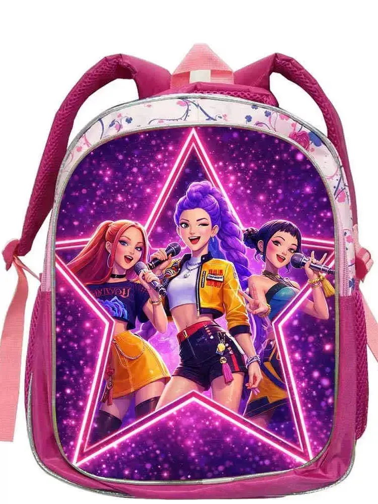 1 pc, solid color backpack, women'sbackpack, Kpop style,printed with witchhunting group/celebrity patternzipperclosure, fashionable and versatile, casual andtrendy,suitable for school, sports, travel, and other occasion