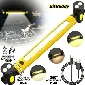 Magnetic LED Work Light 2500LM, Rechargeable Underhood Mechanic Light, 5200mAh Cordless Car Repair Light with Hooks for Garage & Emergency