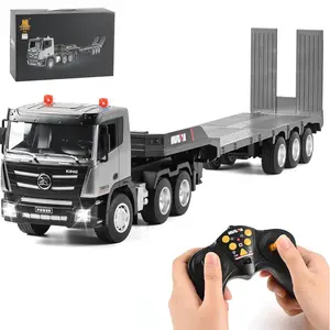 Remote Control Semi Truck Toy for Kids - 1:24 Scale Remote Control Construction Vehicles Toy with Sound and Lights, Remote Control Dump Truck for Boys & Girls, Birthday Gifts