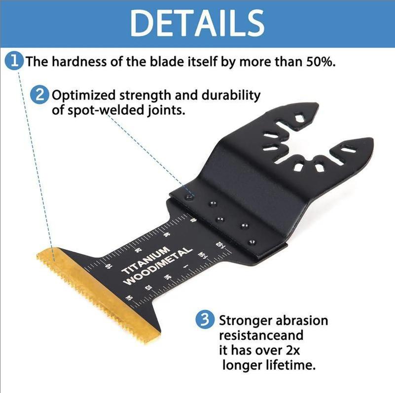 18 PCS Titanium Oscillating Saw Blades Metal Cutting, Universal Multitool Blades for Soft Metal Nails Hard Material and Wood Plastic, Multi Tool Blades Kits