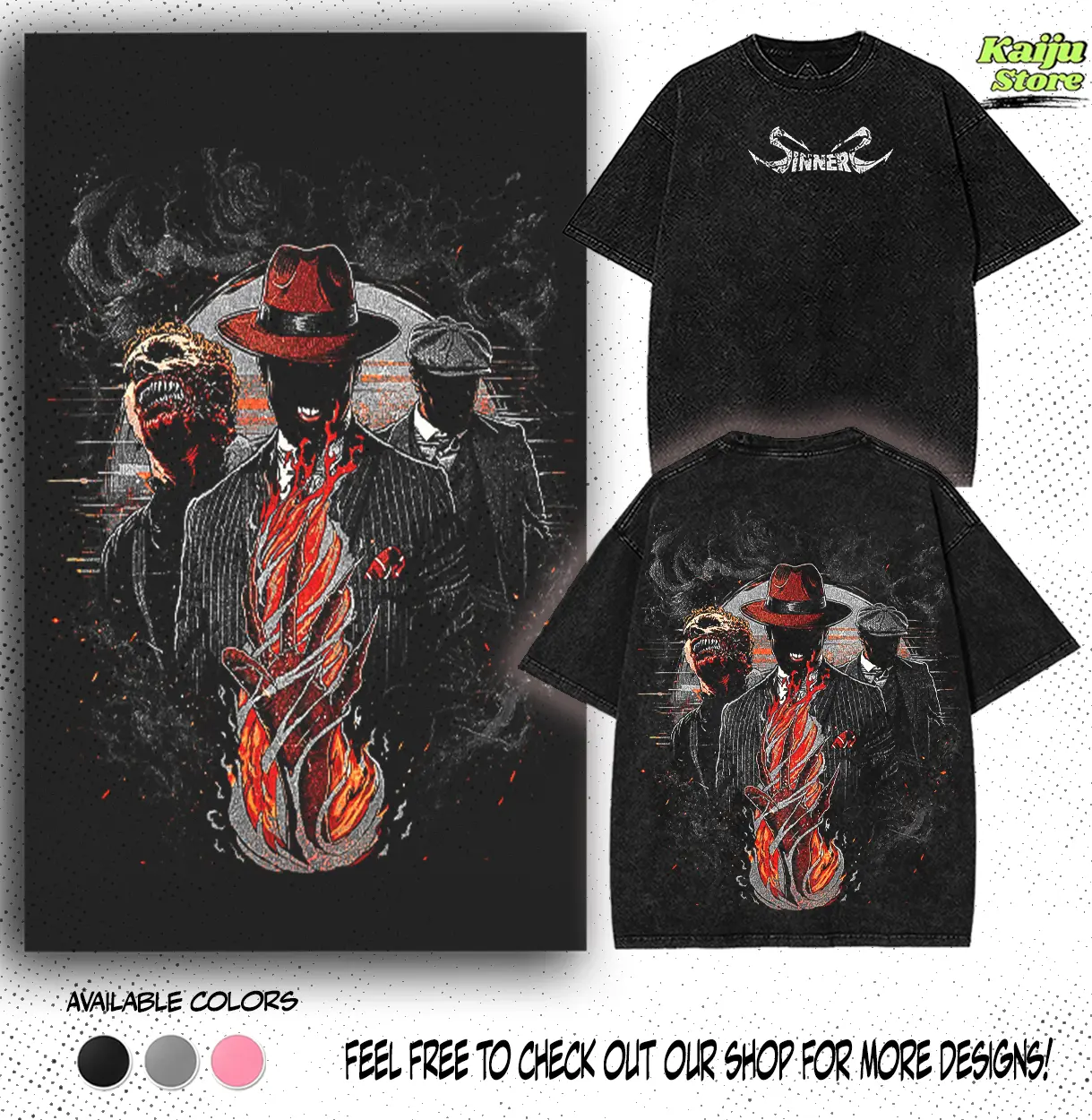 Sinner Halloween Horror Nights 35 Cotton Menswear Top Washed T-Shirt & Tanktop | Smooth Streetwear Prints for Man, Halloween Style Crewneck Horror Shirt