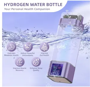 Water Bottle Deluxe Version, Up to 9000ppb Concentration, Upgrade Smart Touchscreen Control SPE Hydrogen Generator with LED Display Portable Hydrogen Water Machine