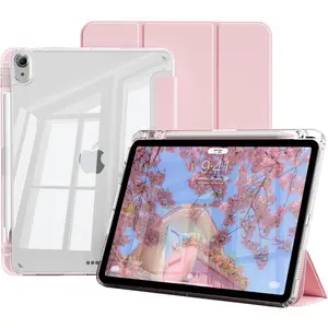 Case for iPad Air 11 inch M4/M3/M2 (2026/2025/2024), iPad Air 5th/4th Gen(2022/2020) 10.9 inch with Pencil Holder,Slim TPU Clear Transparent Protective Tablet Cover,Auto Wake/Sleep,