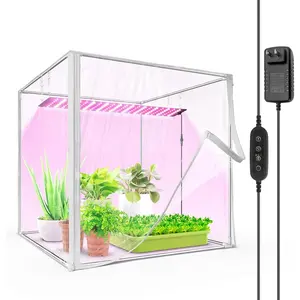 Indoor Greenhouse with Grow Light, with 40W Seed Starting LED Indoor  Light, Portable Mini Greenhouse with Timer for Seed Starter Tray, Seedling, Sprouting, Microgreens, 23x23x23IN