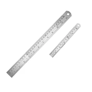 Accurate Portable Stainless Steel Ruler, 1 Set 12 Inch and 6 Inch Metal Rule Kit with Conversion Table, Professional Hand Measuring Tool