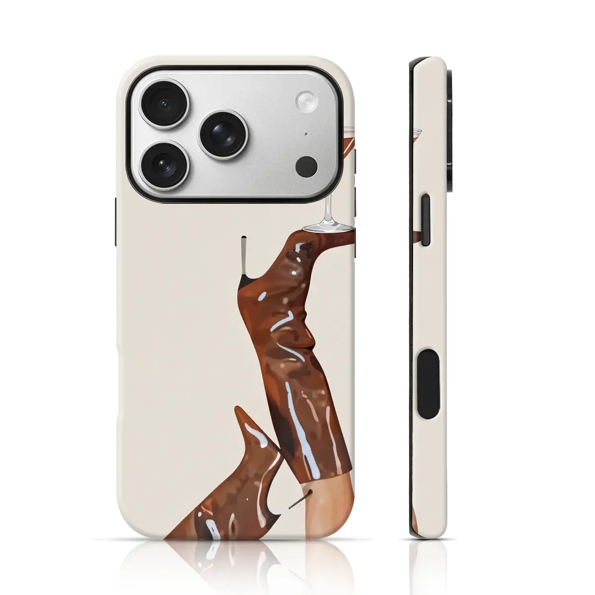 Edgy Cocktail Boot Design Phone Cover 2 in 1 Case for iPhone 17 Pro Max/16 Pro Max /15Pro Max 15/14/13/12 & Samsung S26 /S25Ultra Unique Phone Case, Tpu