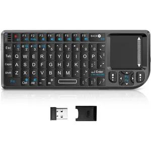 K808 Ultra-Thin Mini Keyboard with Touchpad,  5.1&2.4G Dual Mode & Backlit, USB-C Rechargeable, Compatible with iPad, , Windows, Android - Portable for Travel, Office, Home - Black