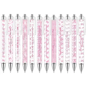 12/24 Pcs Christian Ballpoint Pens Bulk, Black Ink Ballpoint Pen, Christian Gift Pens, Inspirational Quotes Pink Bow, Smooth Writing Pens, for Office Supplies, Gift Pens, Colleagues, Teachers