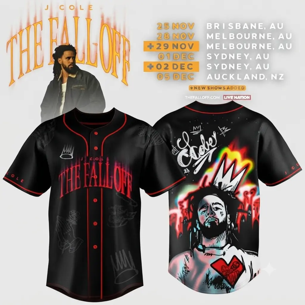 J.Cole The Fall-Off World Tour 2026 Baseball Jersey
