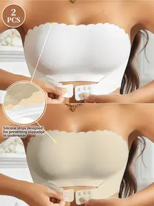 Women's Strapless Bra, Silicone Non-Slip Band, Invisible Seamless Wireless Bra, Full Coverage, Comfortable Elegant Chic for Daily Wear, Wedding, Party Dress, Underwear