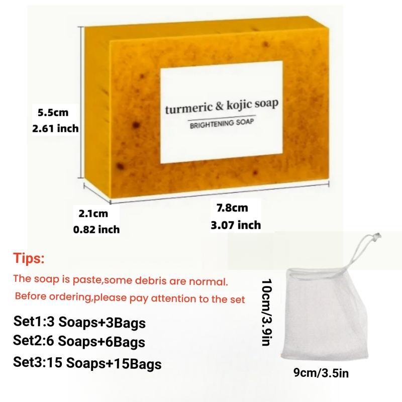 Lemon Turmeric 3pcs Kojic Acid Soap - Gentle Dark Spot Remover for Face Acne Cleanser Cream Cleansing turmeric soap Face Facial Skincare Radiant Comfort Handmade Turmeric Soap Travel Soap Bar  Natural skincare ingredients do not stain