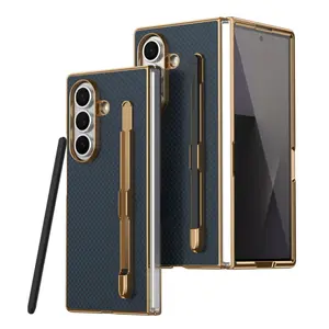 Foldable phone case with free stylus pen, compatible with Samsung Galaxy Z Fold 7, Z Fold 6, Z Fold 5, Z Fold 4 and Z Fold 3. front screen tempered glass, integrated case and film design, shockproof, durable and stylish.