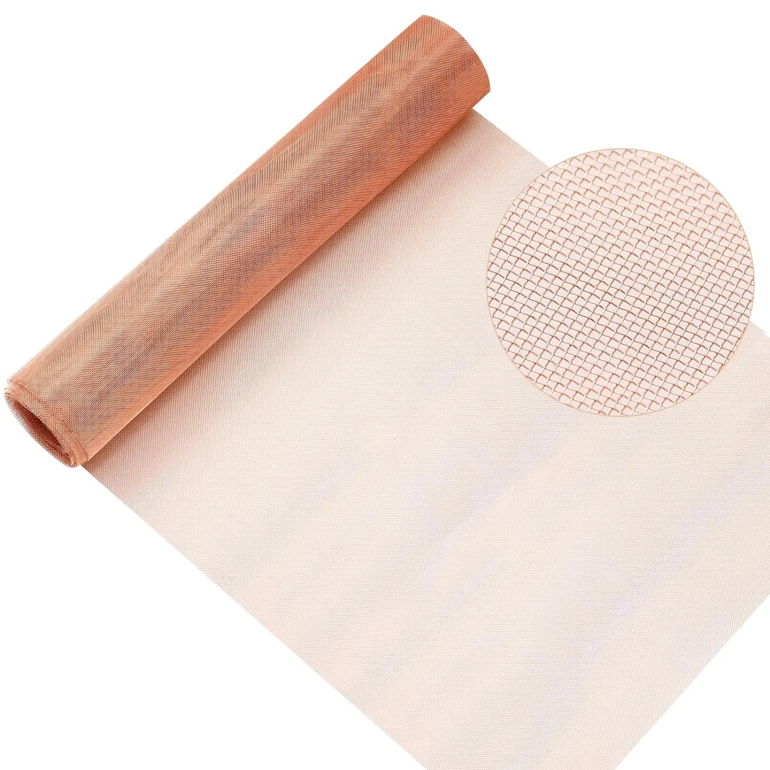 12 Inch x 20 ft Copper Wire 40 Mesh Pure Copper Mesh Screen Roll Wire Fabric for Grounding Dense Filter Screen Woven Crafts Window Protection