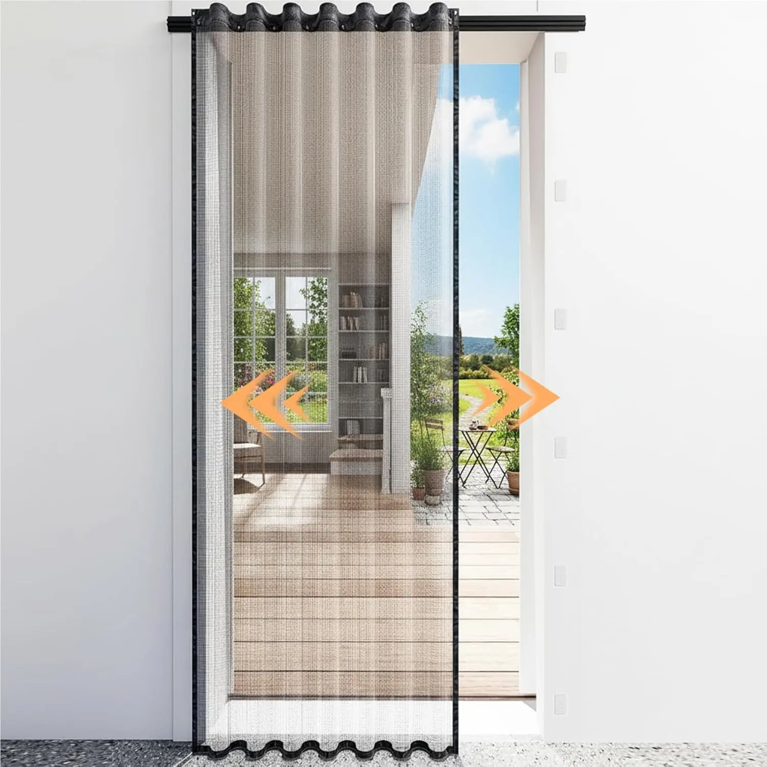 Magnetic Screen Door with Sliding Track Retractable Sliding Screen Mesh Fits 36 x 80 Inch Door Smooth Gliding Easy Install for Front Back Patio Single French Doors