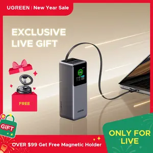 [LIVE ONLY]UGREEN Nexode Power Bank 20000mAh 165W with Built-in Retractable USB C Cable Laptop Travel Portable Charger, 100W Input, Fast Charging for MacBook Pro/Air/iPhone 17 16/iPad Pro/Galaxy S25 Ultra/Dell/HP and More,TIKTOKHOLIDAYHAUL