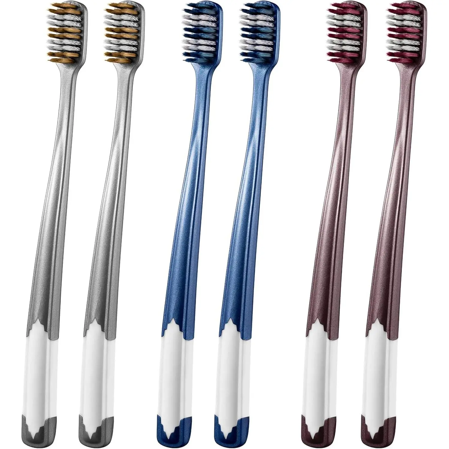 8811 Toothbrush Soft Bristle Adult - Dual Bristle Design, Spiral & Medium Soft Bristles, 6 Count