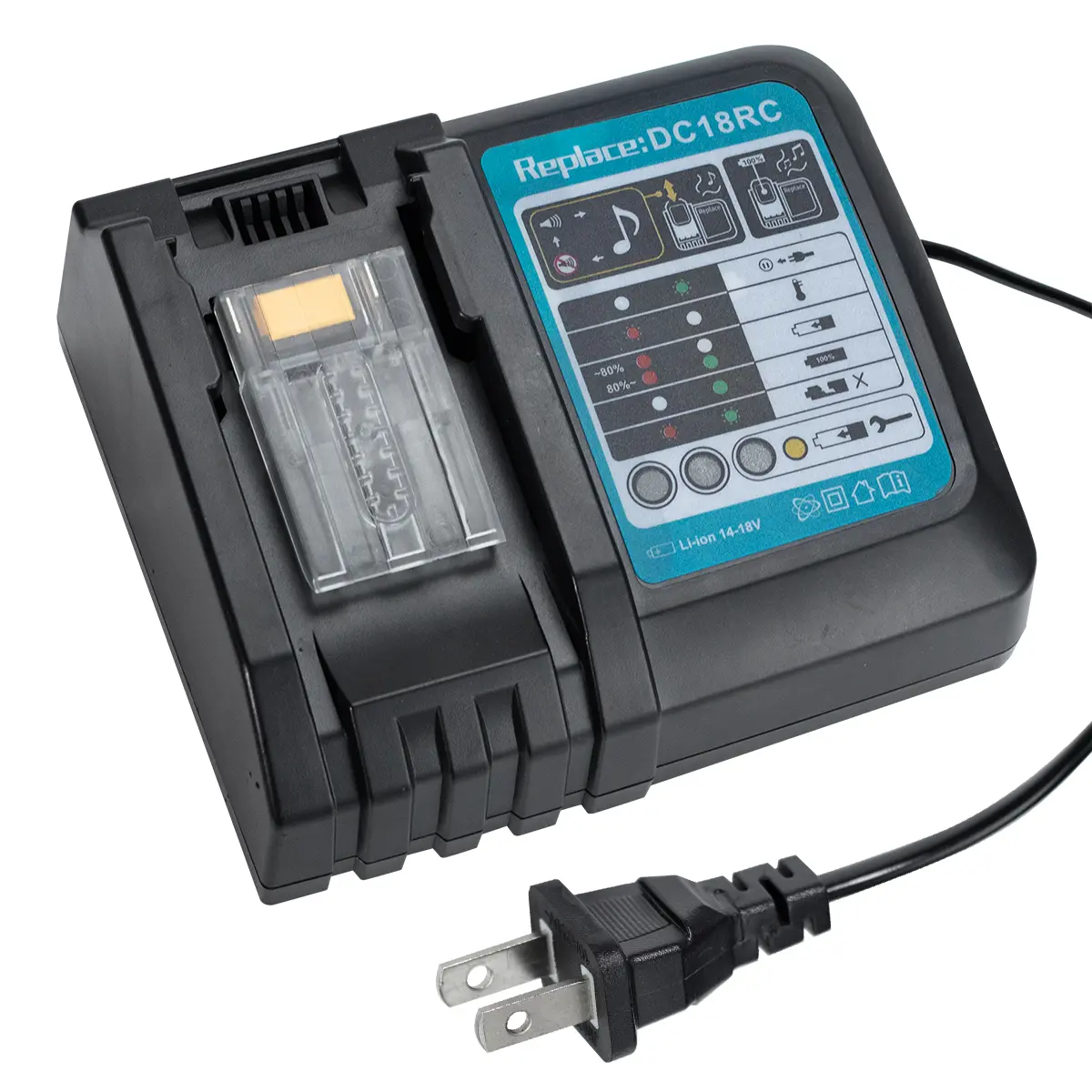 DC18RC 3A Lithium-Ion Charger with Display, Full Safety Protection, Plug-and-Play, US Power Cord for Makita 14.4V-18V LXT Drill Batteries (BL1815, BL1860, BL1430, BL1450) - Home Improvement Tool Upgrade Accessory