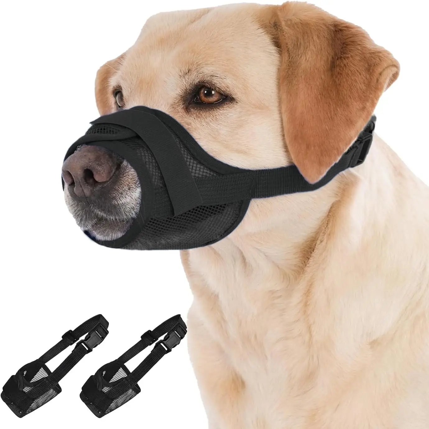 Humanized Design Dog Muzzle That Dogs Can Drink & Pant Freely, Anti Chew Anti Scavenge Pet Safety Mask, Soft Mesh Mouth Cover for Daily Outdoor Use