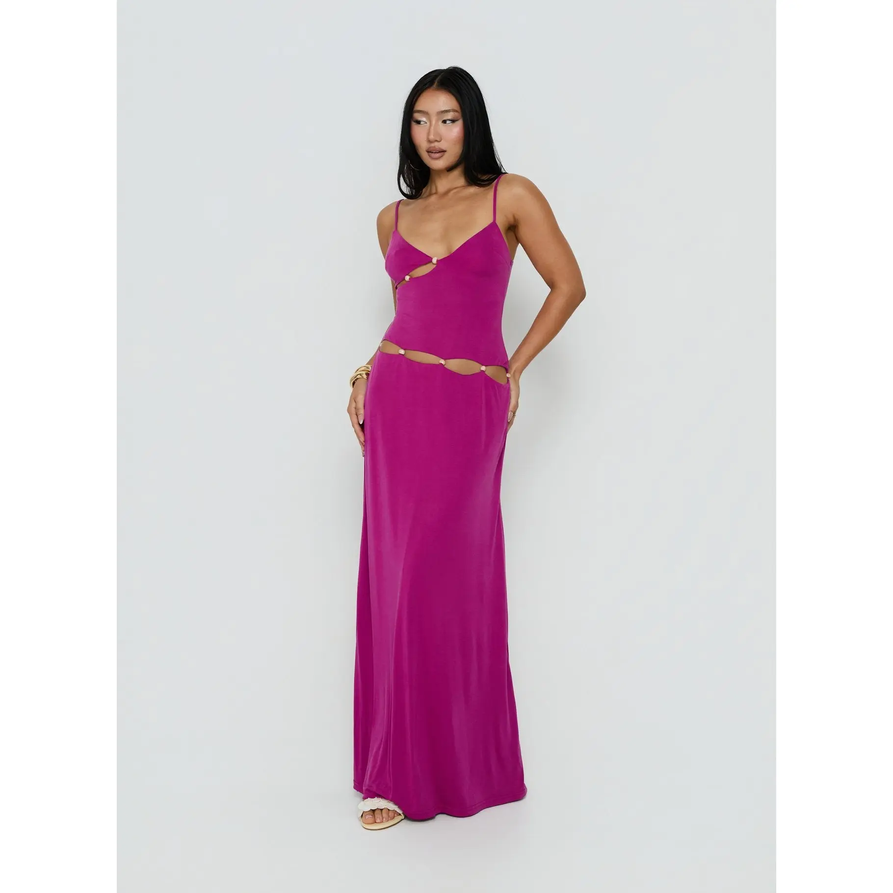Allspice Beaded Maxi Dress Plum
