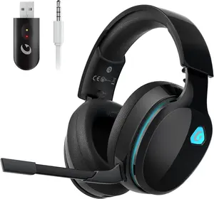 2.4GHz Wireless Gaming Headset for PC, PS4, PS5, Mac, Nintendo Switch, Bluetooth 5.2 Gaming Headphones with Noise Canceling Microphone, Stereo Sound, ONLY 3.5mm Wired Mode for Xbox Series-Black