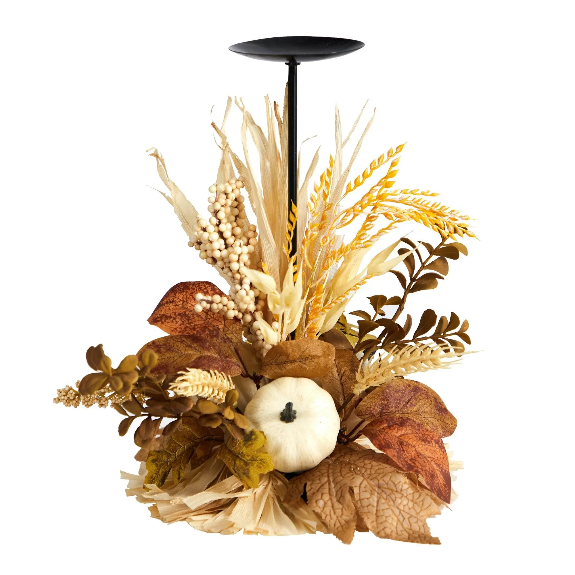 12-in Autumn Harvest Pumpkin Candle Holder Set, Harvest Decor for Table Home Decor