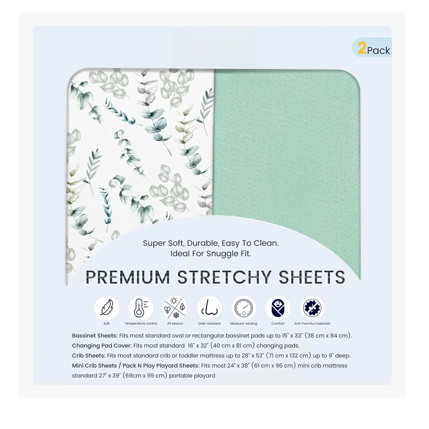 Botanical Bassinet Sheets Netural for Girls Boys,  Soft Boho Bassinet Mattress Sheets, Ultra Breathable Cradle Sheets Compatible with Halo,  Delight, 4moms, and Other Bassinet