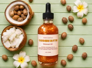 Cashmere Butter Moisturizing Body Shimmer Oil with Warm Spices Shea Nut Vanilla Tonka Jasmine Coconut Sandalwood Cedarwood Amber Musk Cocoa Butter for Radiant Skin by Karafa Essentials