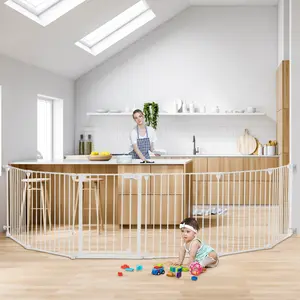 150'' Baby Gate, 6Panels Safety Gate Extra Wide 30''H House Doorways Fireplace,Auto Close Pet Gate