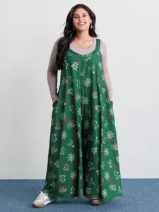 【Summer Turn-Up】BlOOMCHIC Plus Size Tree Gingerbread Print Knit Jumpsuit [1x-6x] 2026 Summer Pick for Mother's Day